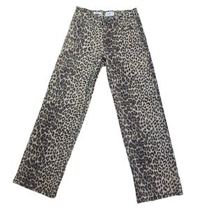 Zoë + Phoebe Leopard Print Wide Leg Jeans Animal Denim Size 1